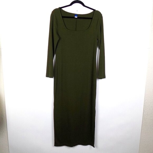 Old Navy Knit Maxi Dress Size Large Army Green - Picture 1 of 5